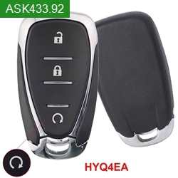 FCC ID: HYQ4EA ASK433.92MHz HITAG 2 ID 46/NCF2951E Chip PN: 13590470 3 Buttons Remote Car Key For Equinox/Astra