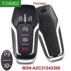 FCC ID: M3N-A2C31243300 FSK902MHz HITAG PRO ID49/NCF2951F Chip IC: 7812A-A2C31243300 4+1 Buttons Keyless-Go Smart Remote Key For Ford 2015-2017 F-Series