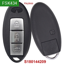 FCC ID: S180144209 Keyless Smart Key FSK434 MHz HITAG AES 4A/PCF7945M Chip 3 Buttons Car Smart Key Fob For Infiniti Q50