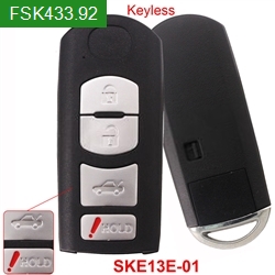 Keyless Mitsubishi Systems FCC ID: SKE13E-01 Smart Entry Key FSK433.92 MHz HITAG PRO ID49/PCF7953P Chip 4 Buttons Remote Car Key For Mazda  M3/M6