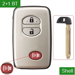 Car 2+1 Buttons TOY48 smart Key Shell Case Fob For Camry (Silver)