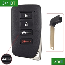 Auto 3+1 Buttons smart Car Key Fob Shell Case TOY12 With Concave Position (Matte Surface) For Lexus