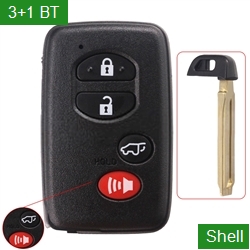 Car 3+1 Buttons TOY48 smart Key Shell Case Fob(SUV) With Concave For Camry (Black)