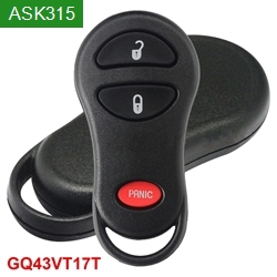 FCC ID: GQ43VT17T Remote Car Key ASK315MHz 2+1 Buttons For Chrysler/Dodge