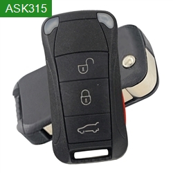 ASK315MHz HITAG 2 ID46/PCF7946A Chip 3+1 Buttons Flip Folding Remote Car Key For Porsche 2004-2011 Cayenne HU66 Blade