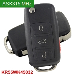 FCC ID: KR55WK45032 Flip Folding Remote Car Key ASK315MHz HITAG 2 ID46/PCF7946A Chip 3+1 Buttons For Volkswagen HU66 Blade
