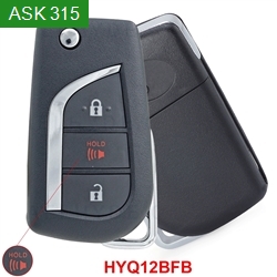 FCC ID:HYQ12BFB ASK315MHz Folding Remote Key 2+1 Button / With Recesses / without Chip for Toyota Camry 2018-2021 TOY48 blade