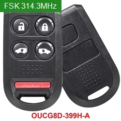 FCC ID: OUCG8D-399H-A 4+1 Button FSK 314.3MHz Remote Key for Honda 2005-2010 Odyssey