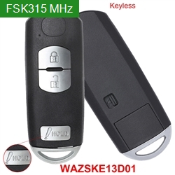 FCC ID: WAZSKE13D01 / MAZ24R / PCF7953P / HITAG PRO / 49 CHIP / 2+1 Button FSK315 MHz Keyless-Go Smart Key for Mazda 2012-2020 M3 CX-3 CX-5