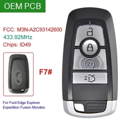 FCC ID: M3N-A2C93142600 Smart Key 433.92MHz ID49 Chip 4 Buttons Car Smart Key Fob For Ford (F7#)