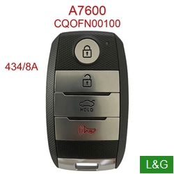 FCC ID: CQOFN00100 PN: 95440-A7600 Keyless Smart Key 434MHz A8 Chip 3+1 Buttons Car Smart Key Fob For Kia Forte 2017-2018