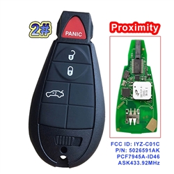 Proximity key IYZ-C01C (3+1)BT ASK433.92MHz Keyless-Go P/N: 5026591AK PCF7945A/ID46 chip for Chrysler Jeep Dodge Caravan Fobik 2008-2016
