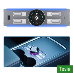 Auto LCD Smart Intelligent Control Dock USB Air Condition Controller With RGB Light Strip Windows & Glove Box Smart Control Modification Accessories For Tesla Model 3/Y
