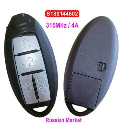 S180144602 Smart Keyless Key 315Mhz 4A Chip AES 4 Buttons For 2017 Nissan Quest Serena C27