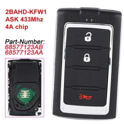 2BAHD-KFW1 ASK433.92MHz 4A Chip 2+1BT for 2024 Jeep Cherokee / Grand Wagoneer Smart Remote Car Key Fob